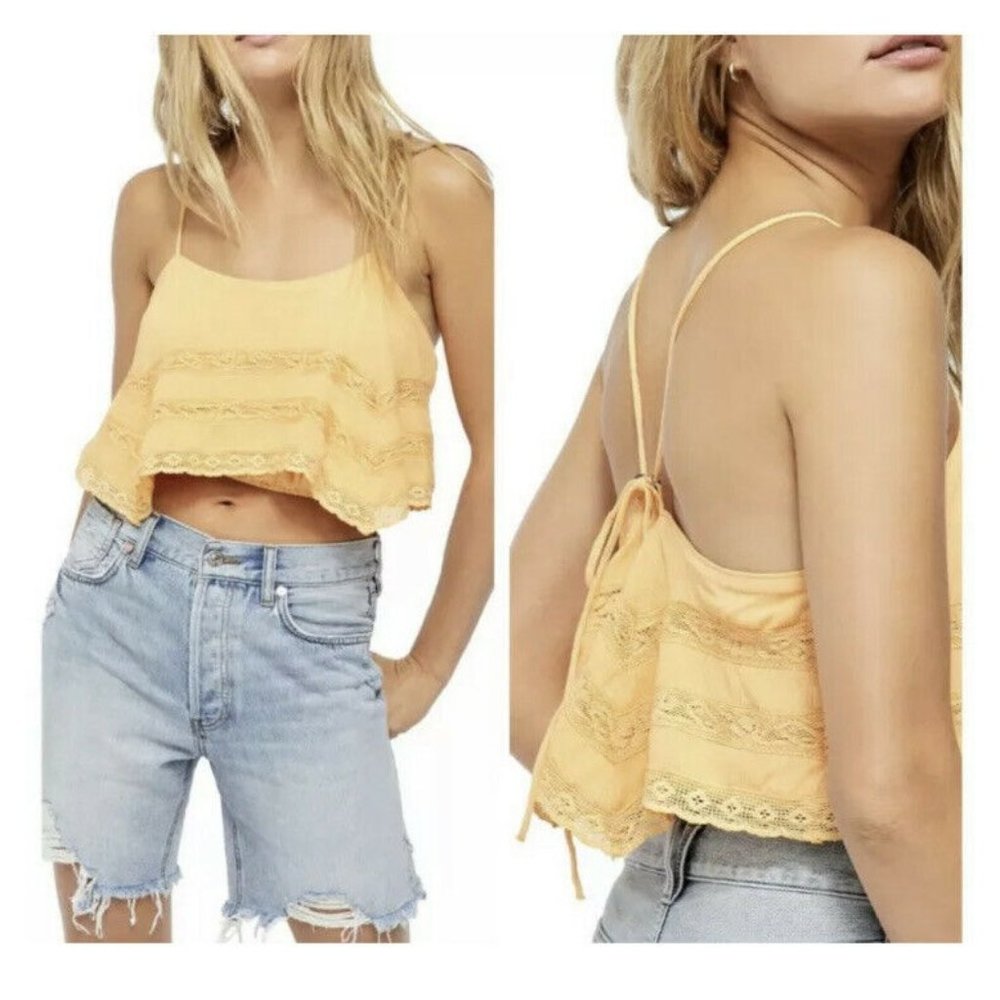 Free People Home Again Cami Camisole Orange Lace